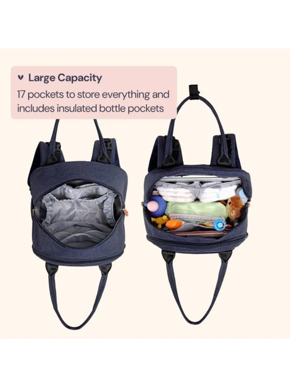 Multi-Functional Water-Resistant Diaper Bag Backpack with Changing Pad